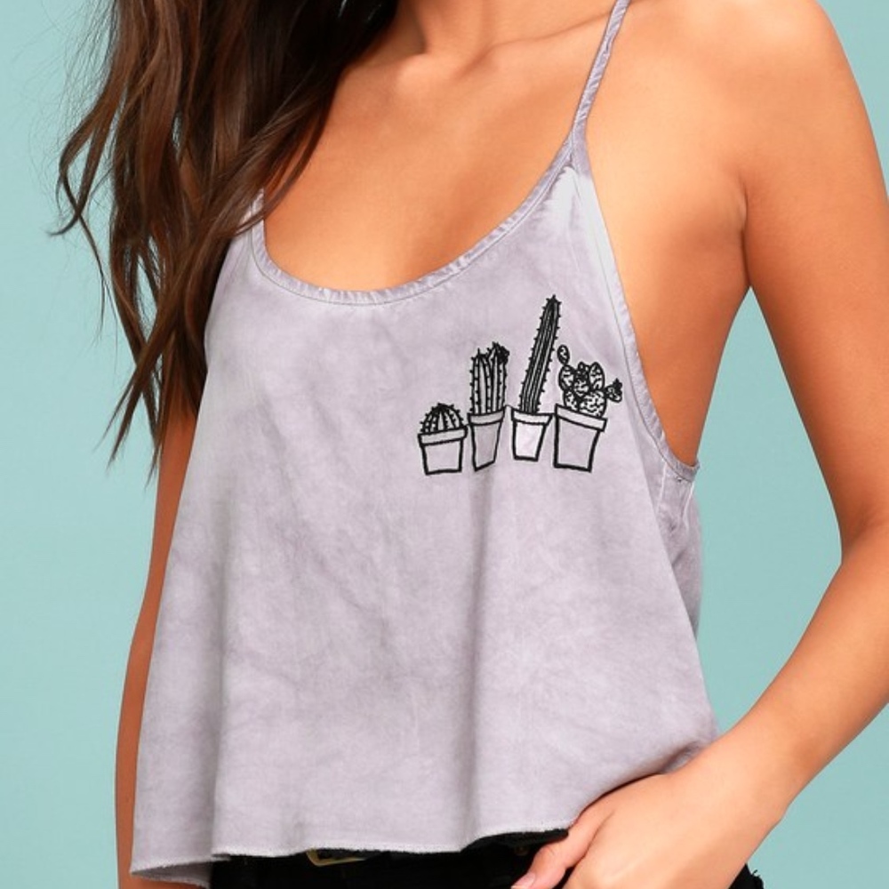 Prickly Pals Purple Embroidered Crop Top